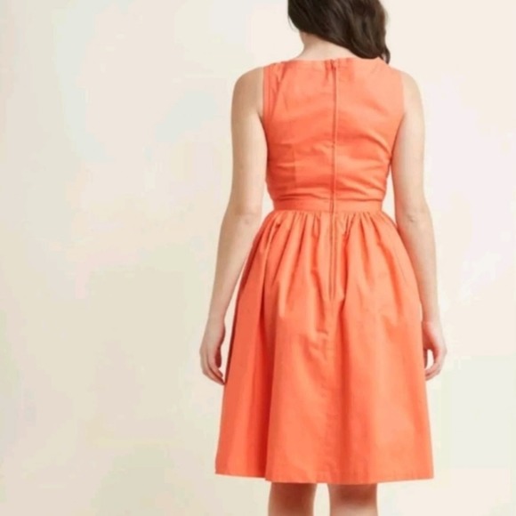 Modcloth Women's Size Large Revel and Relish Coral Orange Retro Bow Sun Dress - Picture 9 of 10